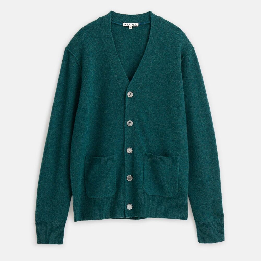 Alex Mill Reverse Seam Cardigan In Merino Wool Dark Cedar - S